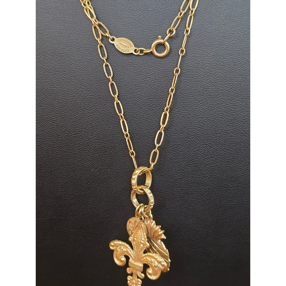 Catherine Popesco Goldtone Charm Necklace Made In France Vintage
